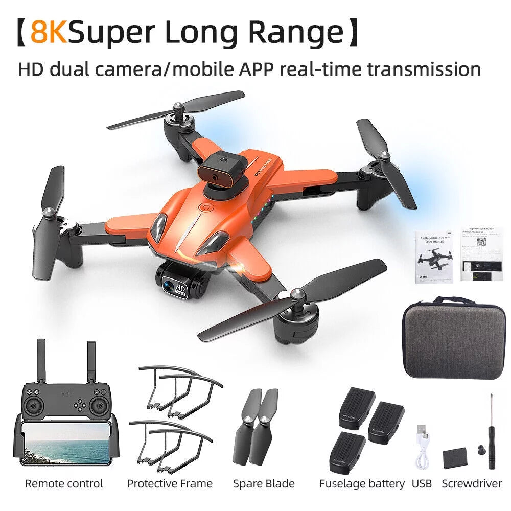 Orange Foldable 8K Dual Camera Drone U81574