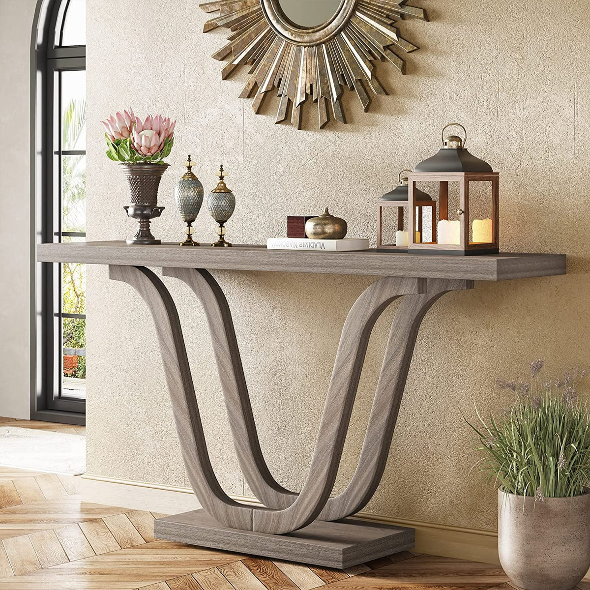 55-inch Grey Wood Rustic Console Table S7377