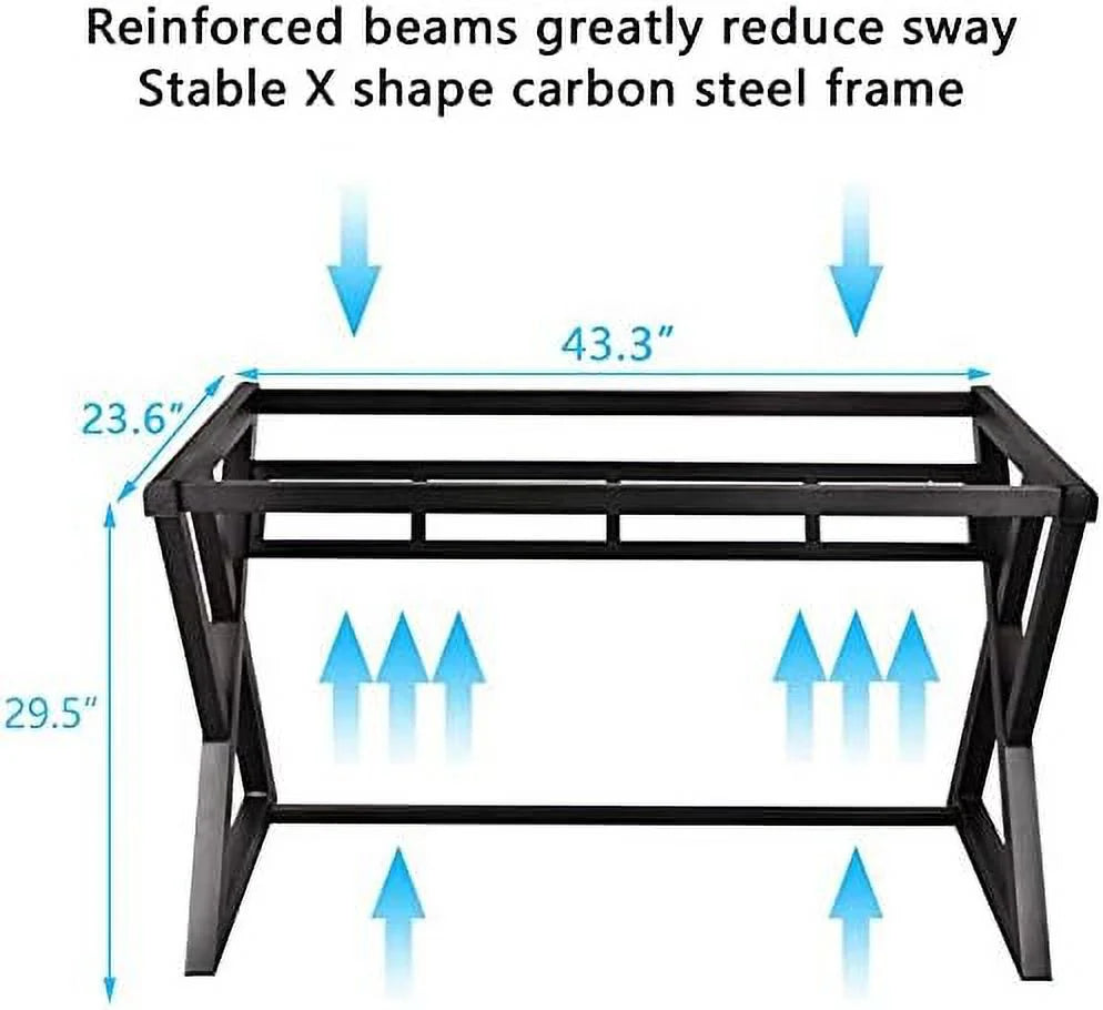 Home Office Desk and Chair Set Breathable Mesh Computer Chair Glass Top Desk Metal Frame O78234