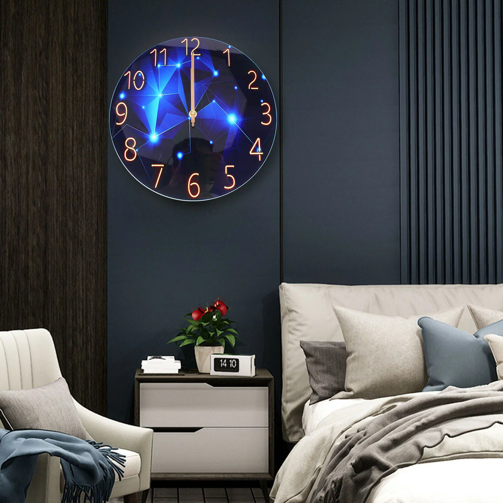 Blue Round Silent Wall Clock W190341
