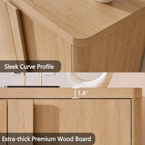 Natural 4 Door Sideboard Buffet Cabinet with Adjustable Shelves A404