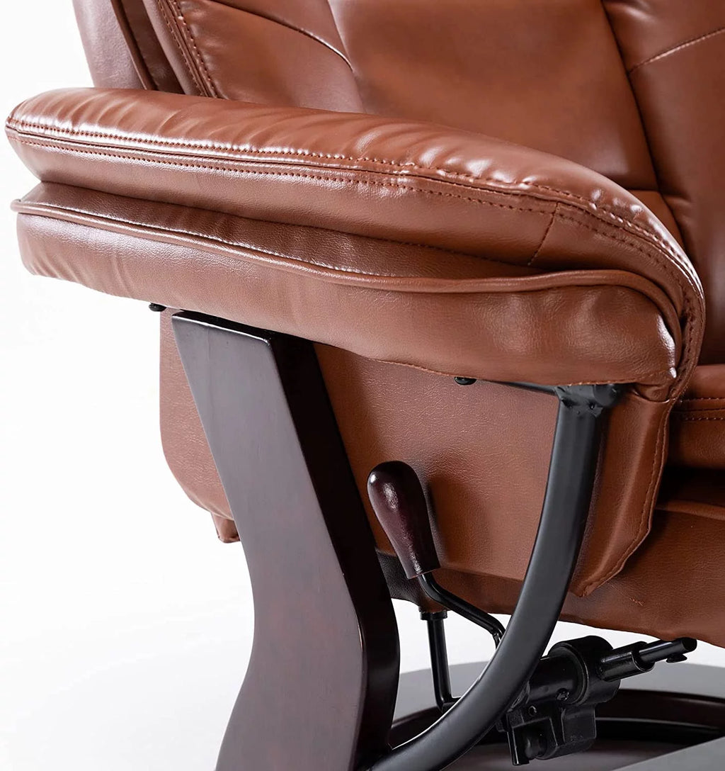 Brown Faux Leather Recliner with Ottoman Q28182