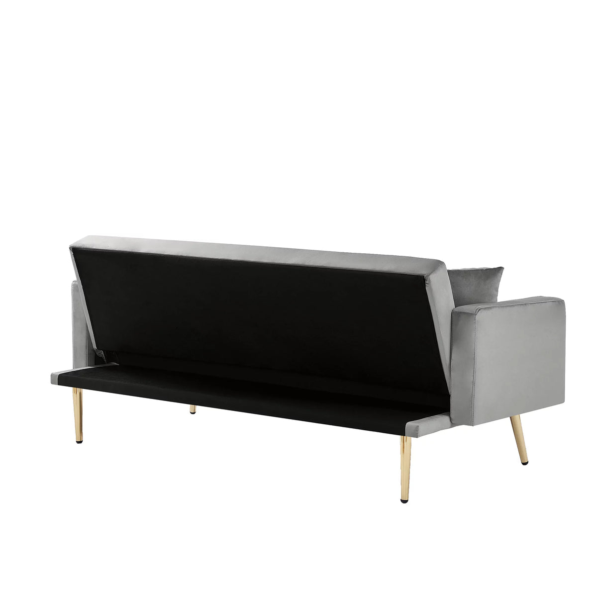 Grey Velvet Convertible Futon Sofa Bed T687770