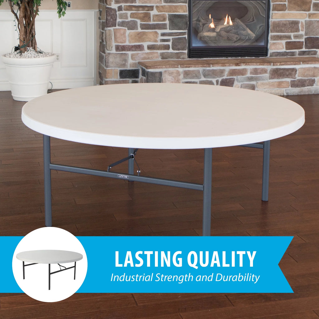 72-Inch Round Table White Granite 12 Pk I79810
