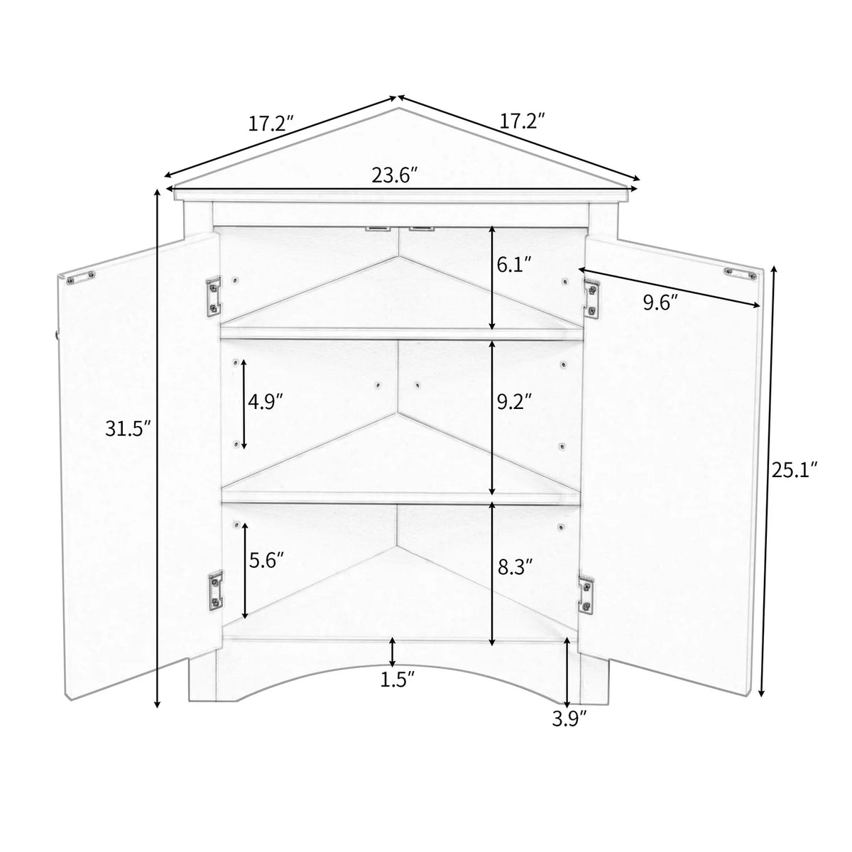 Oak Freestanding Bathroom Storage Cabinet with Doors and Shelves I93704