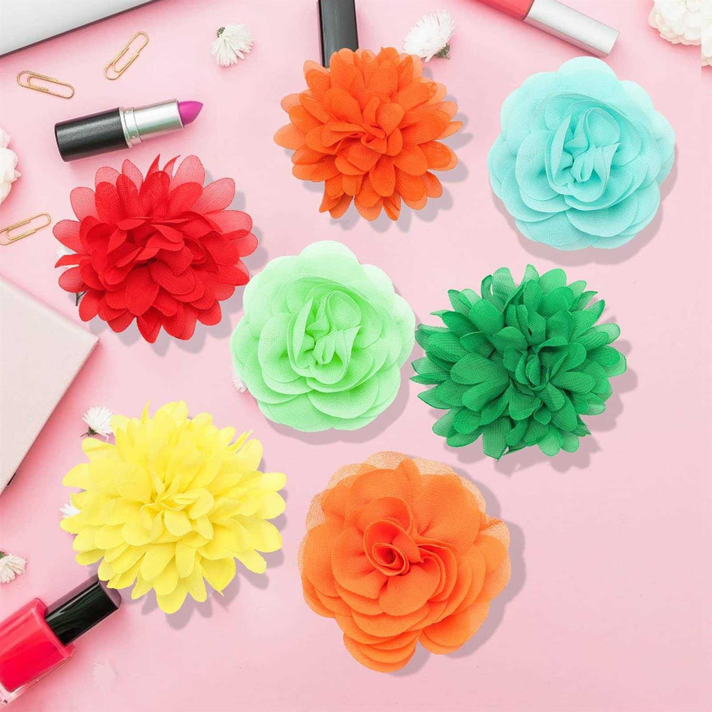 20 Pcs Multi-Color Soft Chiffon Dog Collar Flower Accessory X589
