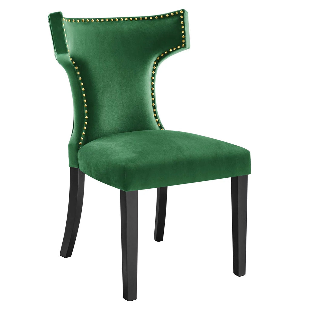 Velvet Dining Side Chairs Emerald Green Black Set of 2 I563636