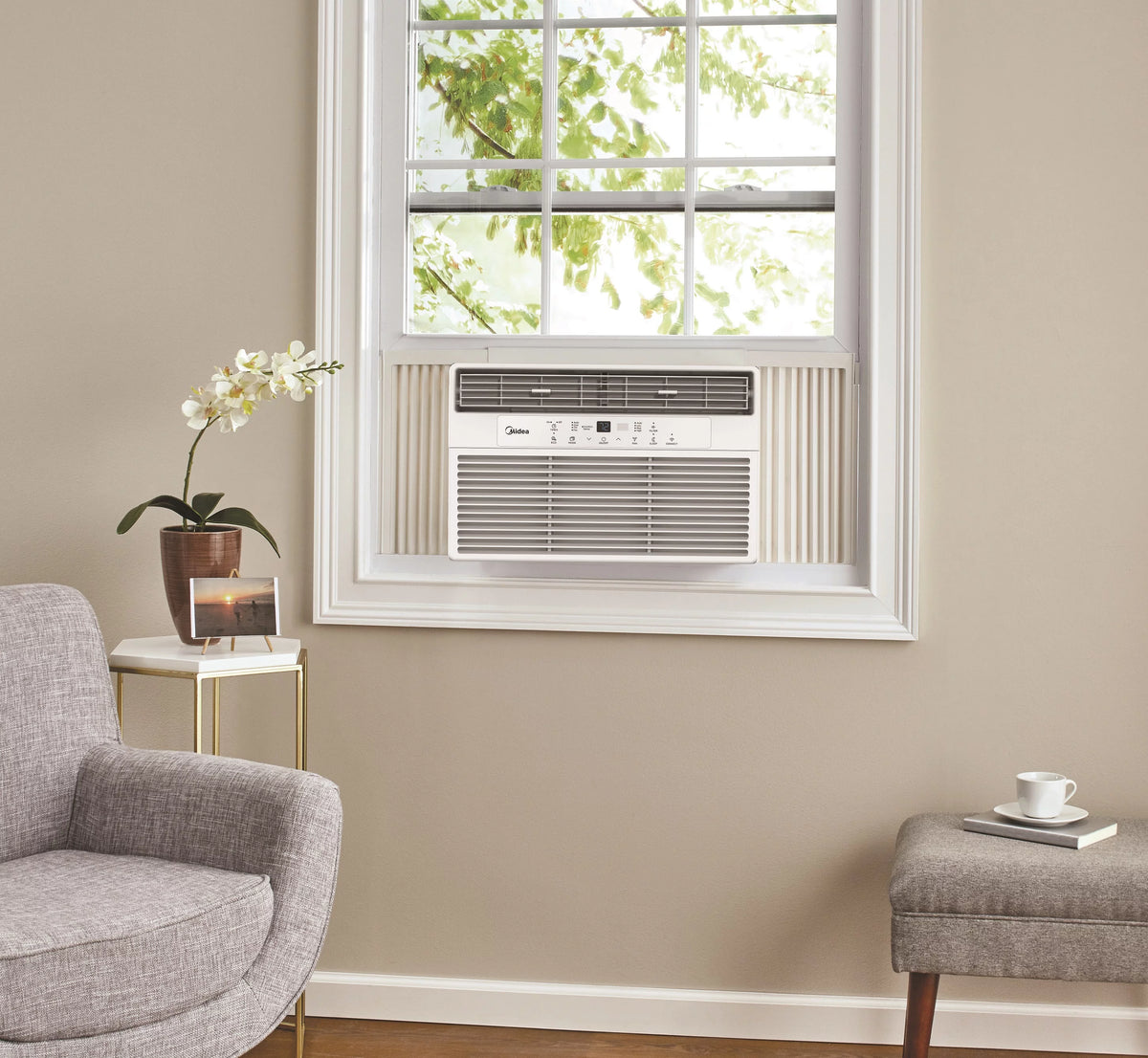 12,000 BTU 115V Smart Window Air Conditioner with Remote, White F78189