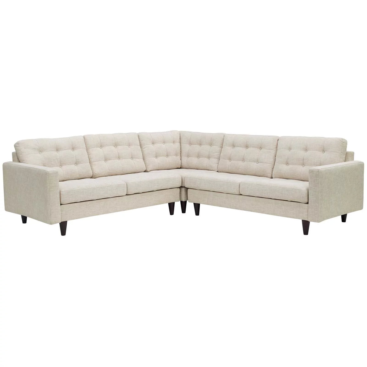 3 Piece Upholstered Fabric Sectional Sofa Set in Beige C156
