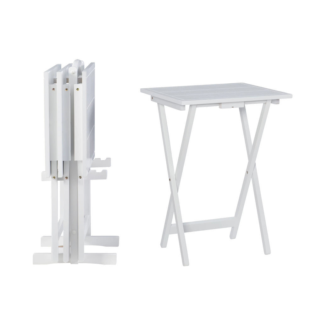 Folding Tray Table Set with Stand, 5 Pieces, White P872