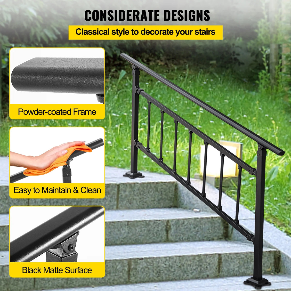 Black Handrail Stair Railing Kit O97549
