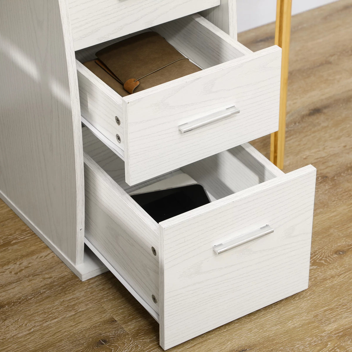 47" White Computer Desk with Keyboard Tray and Storage Drawers S74412