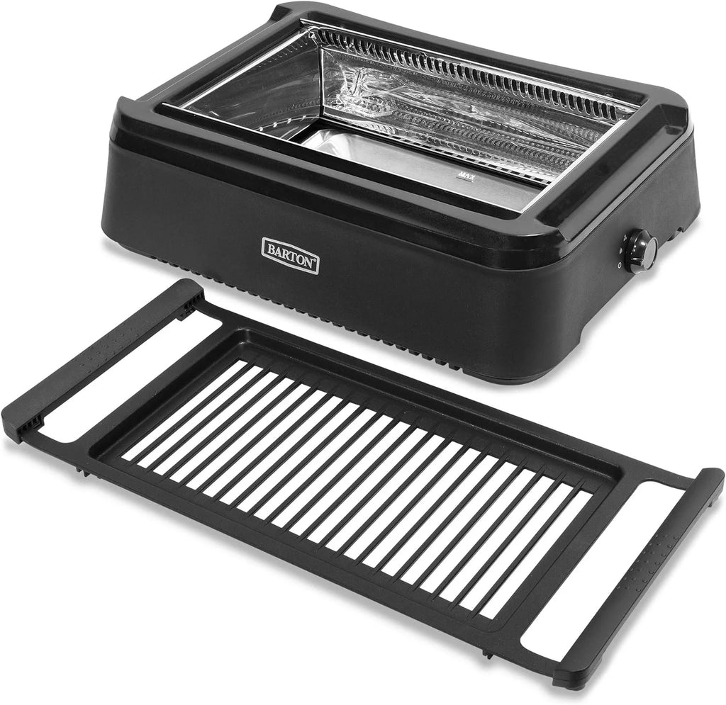Electric Smokeless Indoor Infrared BBQ Grill with Non-Stick Grate and Drip Tray, Black U901673