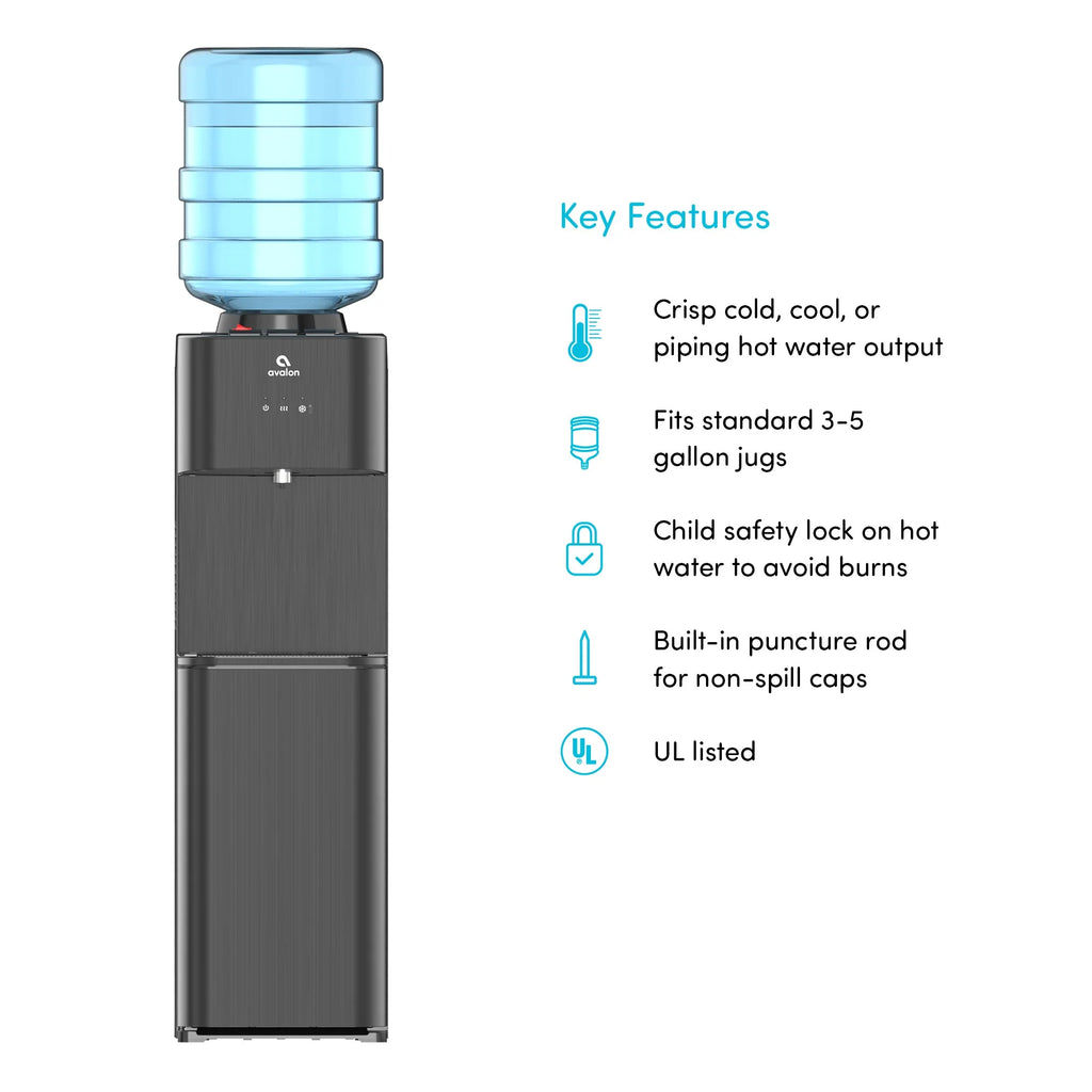 Top Loading Water Cooler Dispenser Black Stainless Steel W830