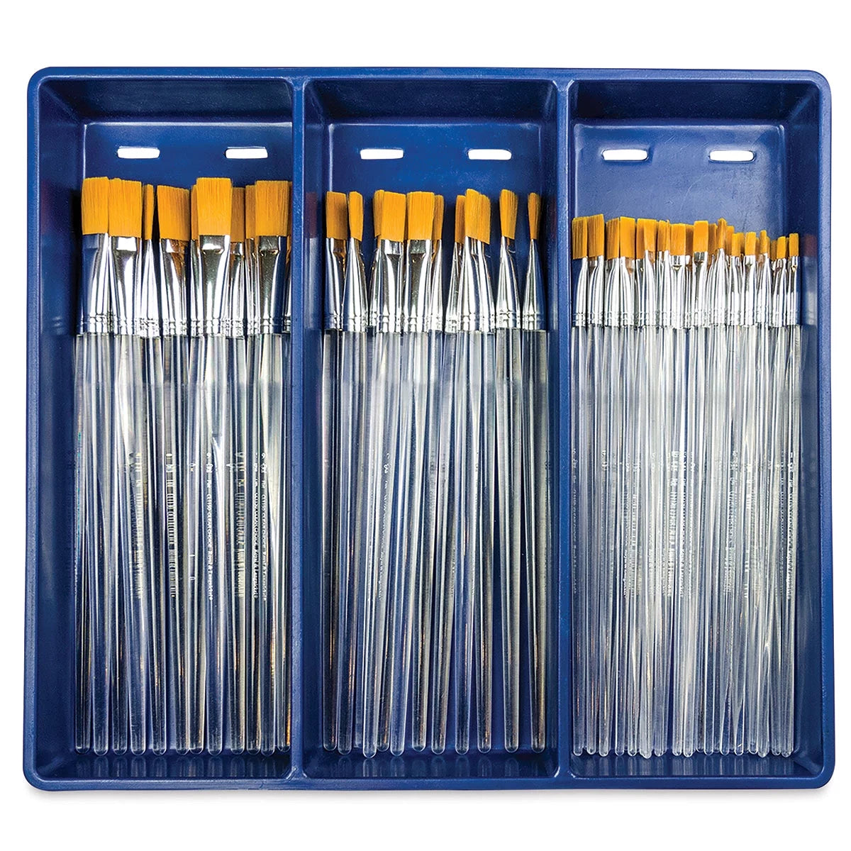 Clear Choice Brush Set Golden Taklon Flat Set of 60 Long Handle K329