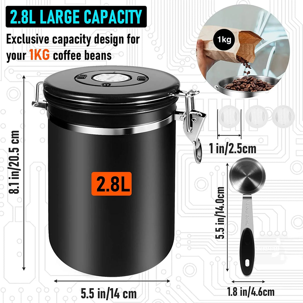 Black 35OZ Airtight Coffee Container with Scoop E18535