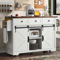 Retro White Kitchen Island on Wheels with Drop Leaf P782722