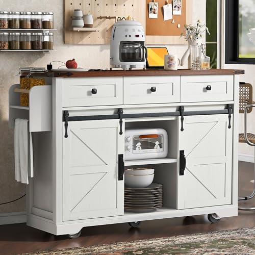 Retro White Kitchen Island on Wheels with Drop Leaf P782722