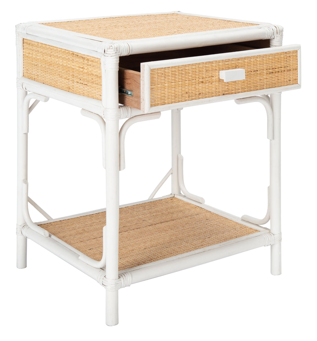 White 1 Drawer 1 Shelf Nightstand G872
