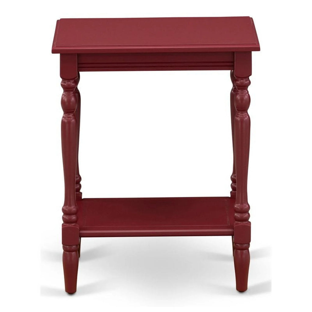 Wood End Table with Open Storage in Burgundy Red, Set of 2 I37178