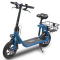 Blue Foldable Electric Scooter with Seat and Carry Basket H36444