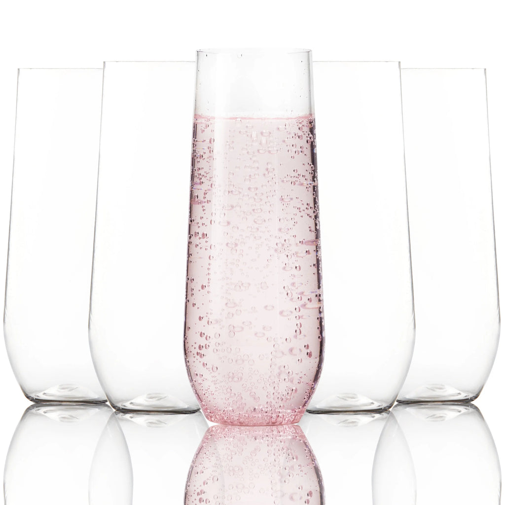 15 Pack 9 Ounce Shatterproof Plastic Champagne Flutes X395
