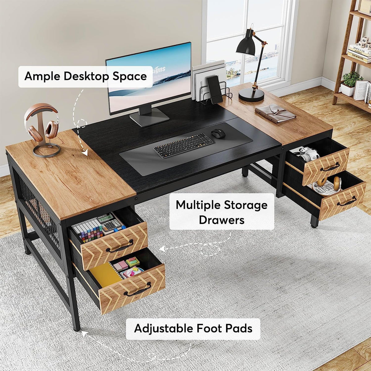63 inch Computer Desk with 4 Drawers B620294