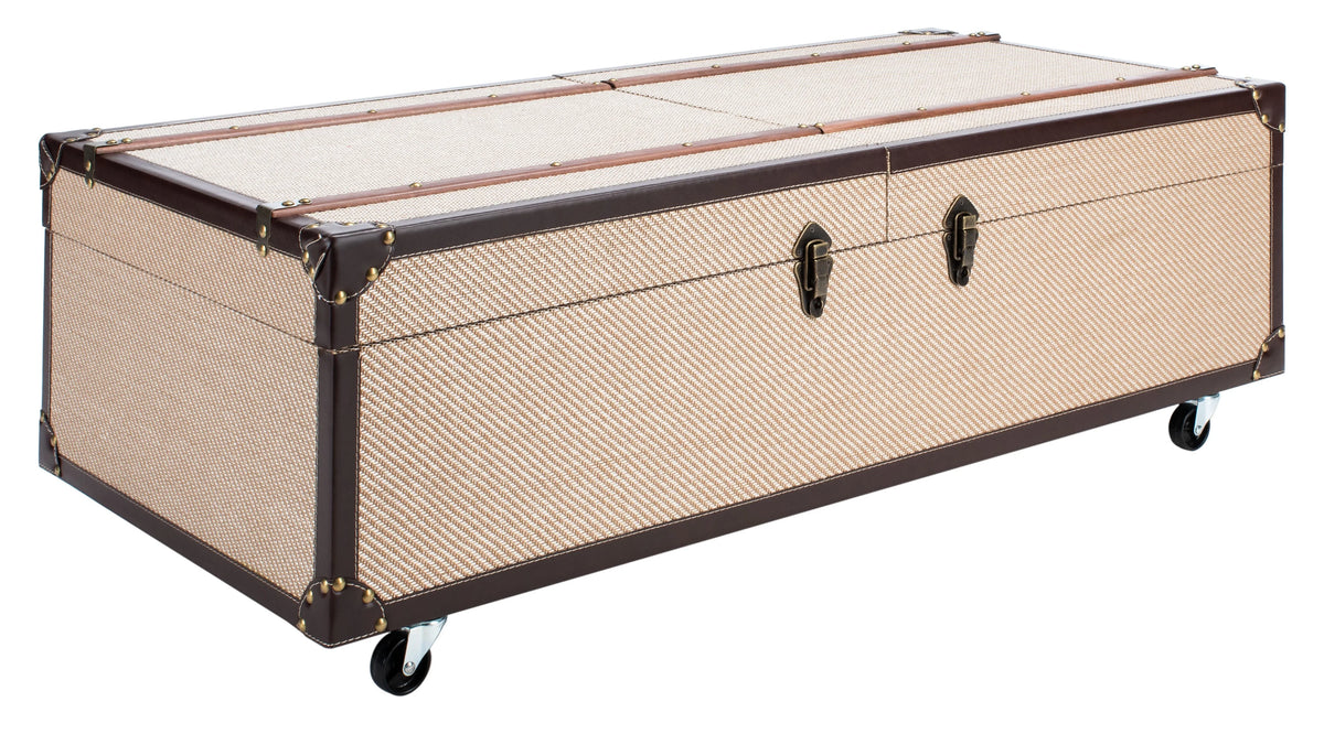 Beige Coffee Table Storage Trunk with Wine Rack Z236