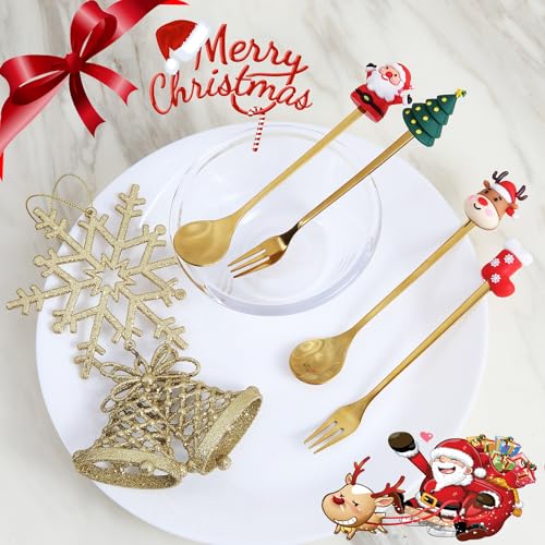 4 Pack Stainless Steel Christmas Spoon and Fork Set Z289