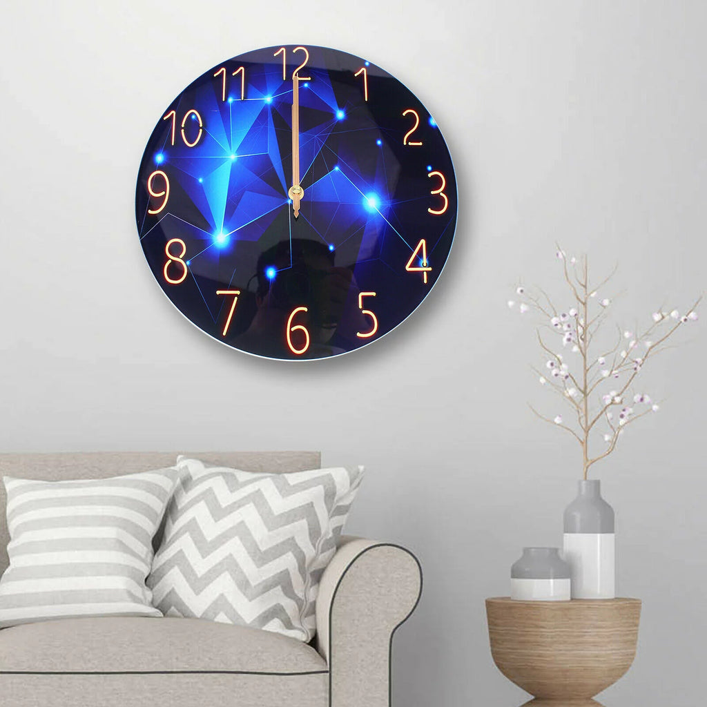 Blue Round Silent Wall Clock W190341