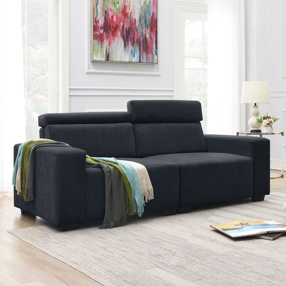 Black Velvet 2-Seater Sofa U50077