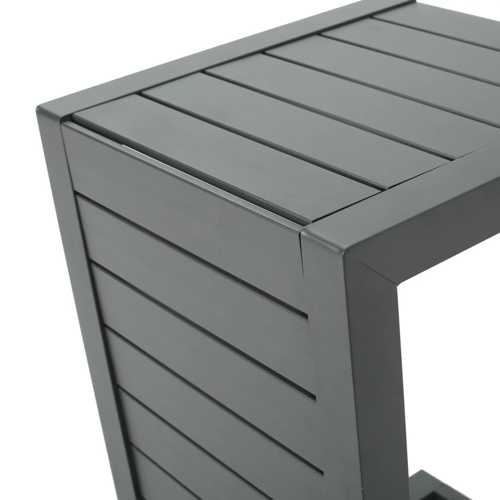 Gray Aluminum C-Shaped Side Table D458889
