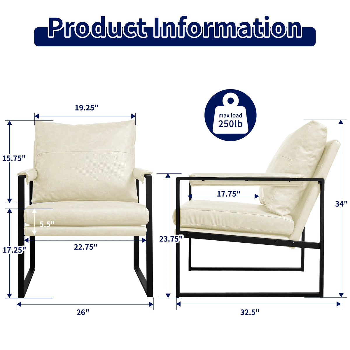 Cream PU Leather Accent Chair M346769