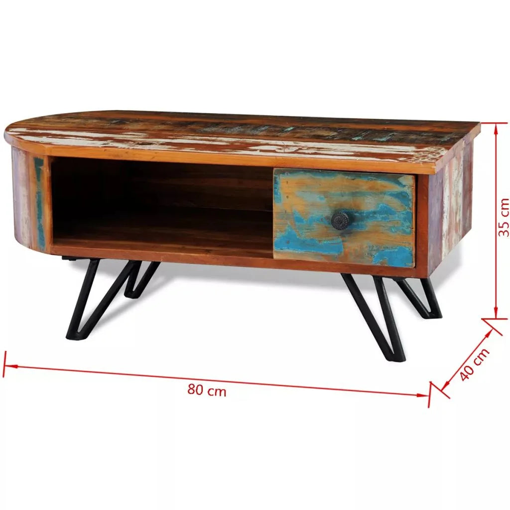 Solid Reclaimed Wood Coffee Table with Iron Pin Legs B600