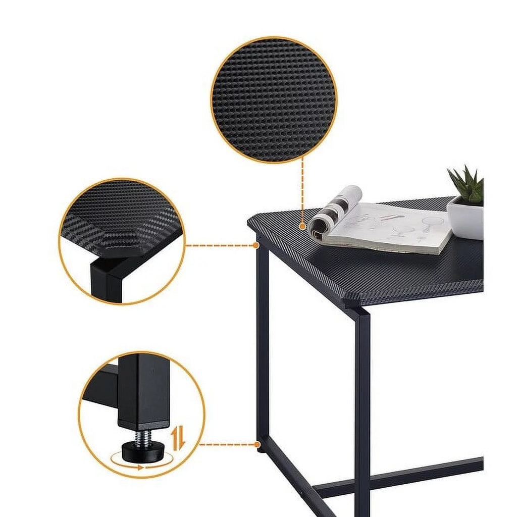 3 Piece Carbon Fiber Wrap Coffee Table and End Table Set Black W442