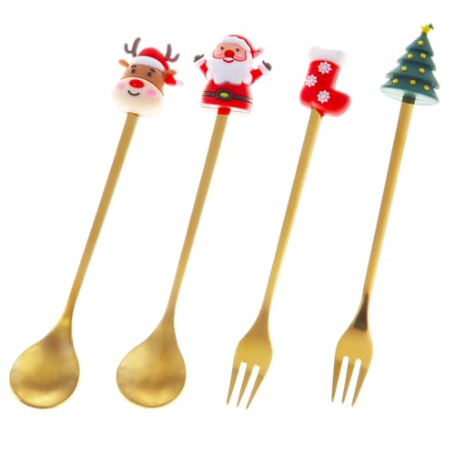 4 Pack Stainless Steel Christmas Spoon and Fork Set Z289