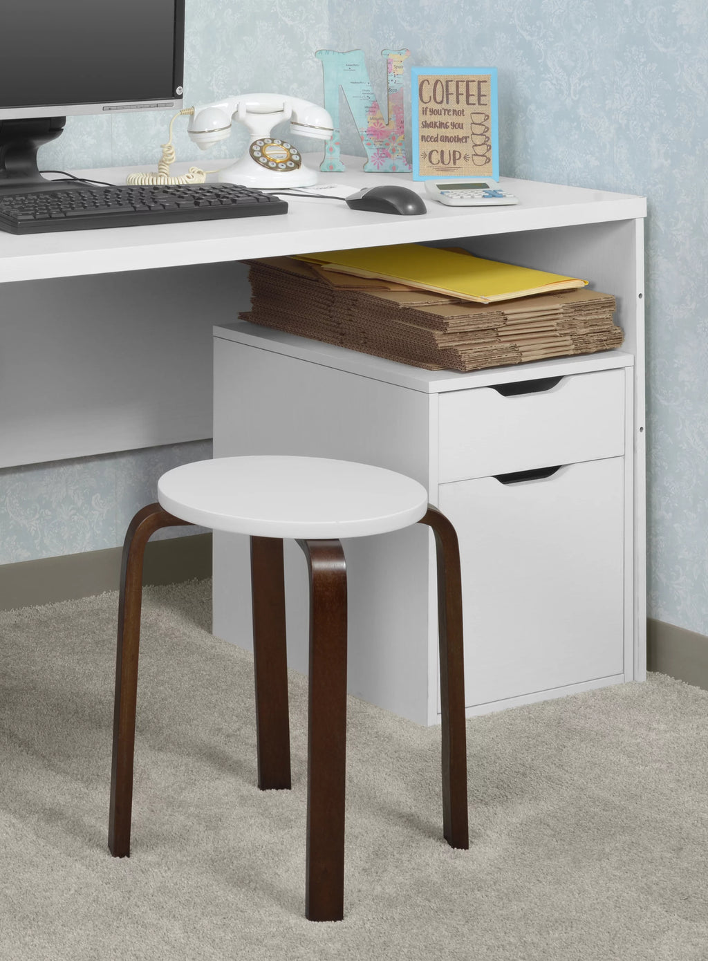 Mocha Walnut Beige Bentwood Stool J443033
