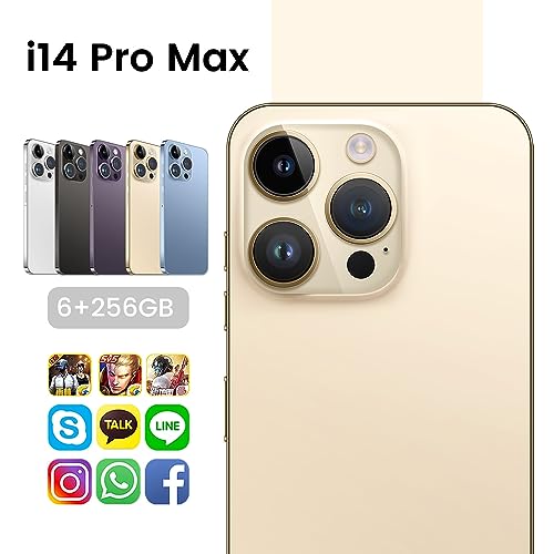 Unlocked Cell Phone 6.82" HD Screen 6+256GB Android 13 Smartphone Dual SIM Gold D989