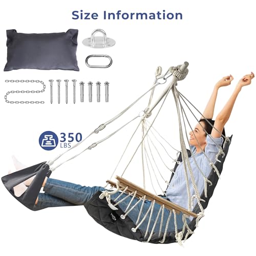 Dark Grey Patio Swing Chair with Adjustable Footrest W8313