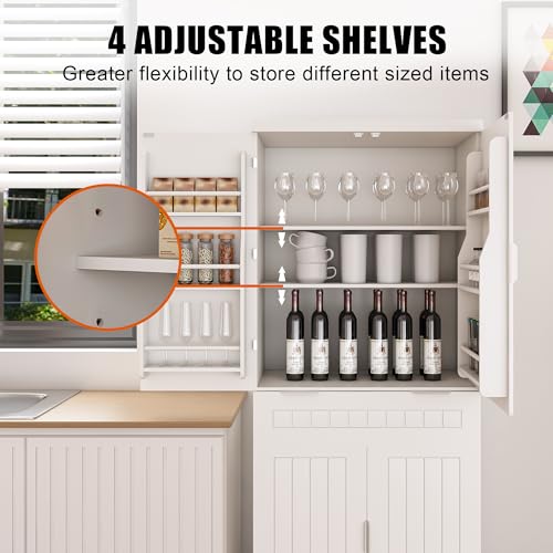 Pantry Cabinet with Drawer, 2 Cabinets and 6 Door Shelves, Adjustable Shelves, 71.65" N212
