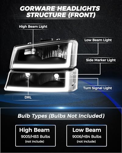Black Headlights Housing Assembly with Clear Lens U857121