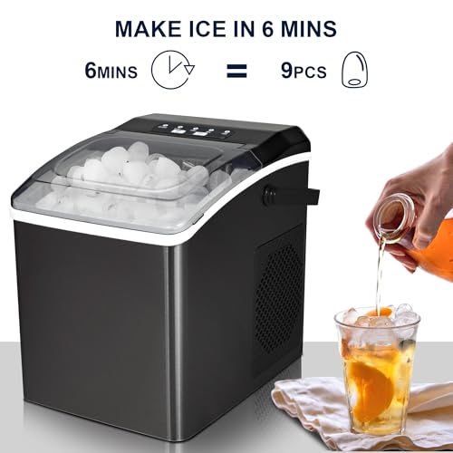 Countertop Ice Maker 26 Lbs/24Hrs Stainless Steel Black F342400