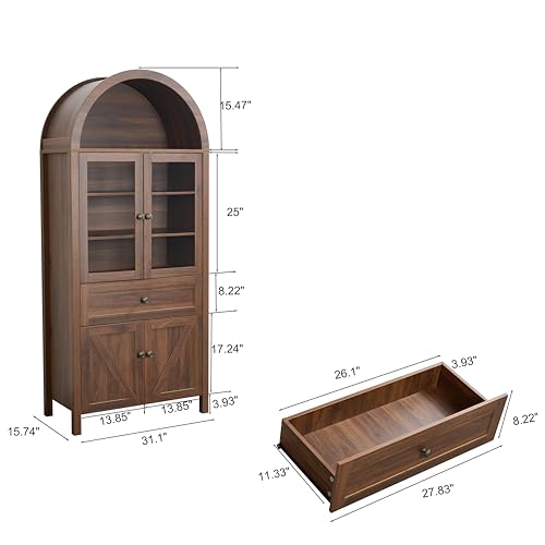 Pantry Cabinet with Drawer, 2 Cabinets and 6 Door Shelves, Adjustable Shelves, 71.65" N212