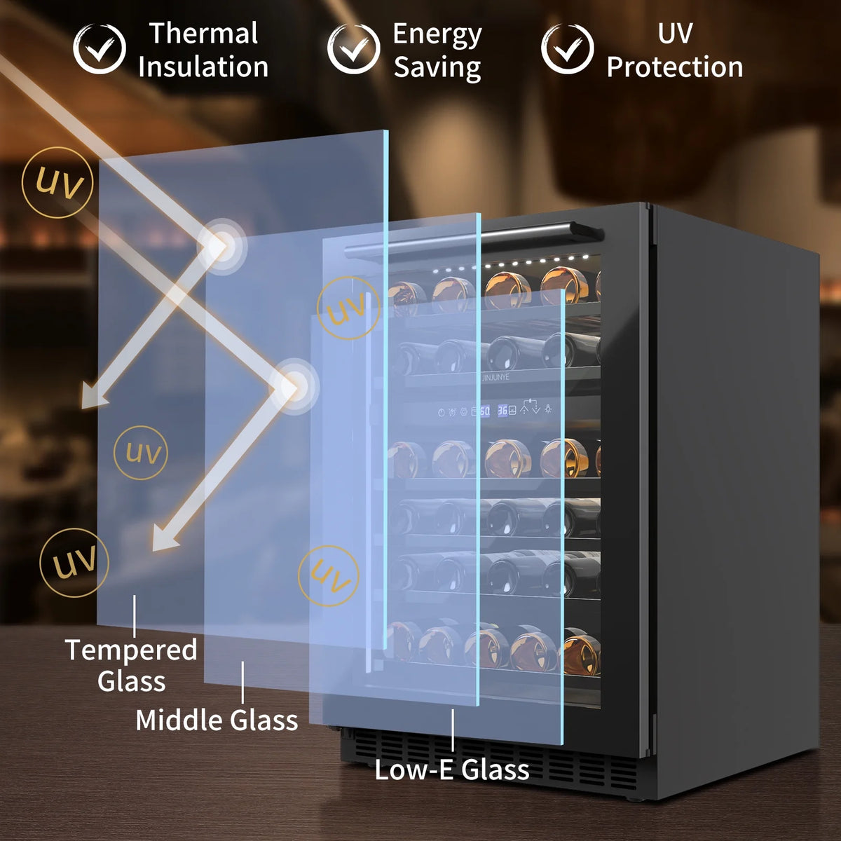 24" 56 Bottle Dual Zone Wine Cooler Refrigerator V9976