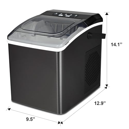 Countertop Ice Maker 26 Lbs/24Hrs Stainless Steel Black F342400