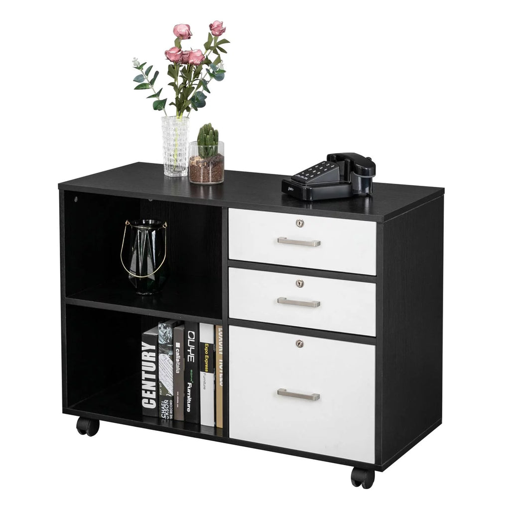 3 Drawer Wood File Cabinet with Locks and Wheels P426882