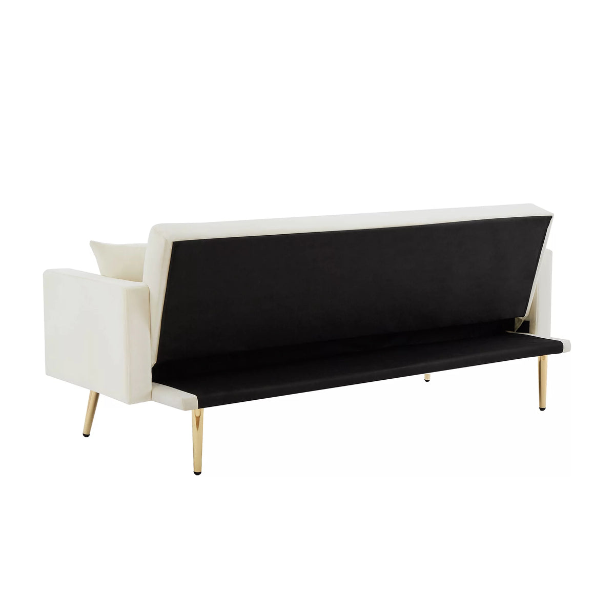 Cream White Velvet Convertible Futon Sofa Bed I3642