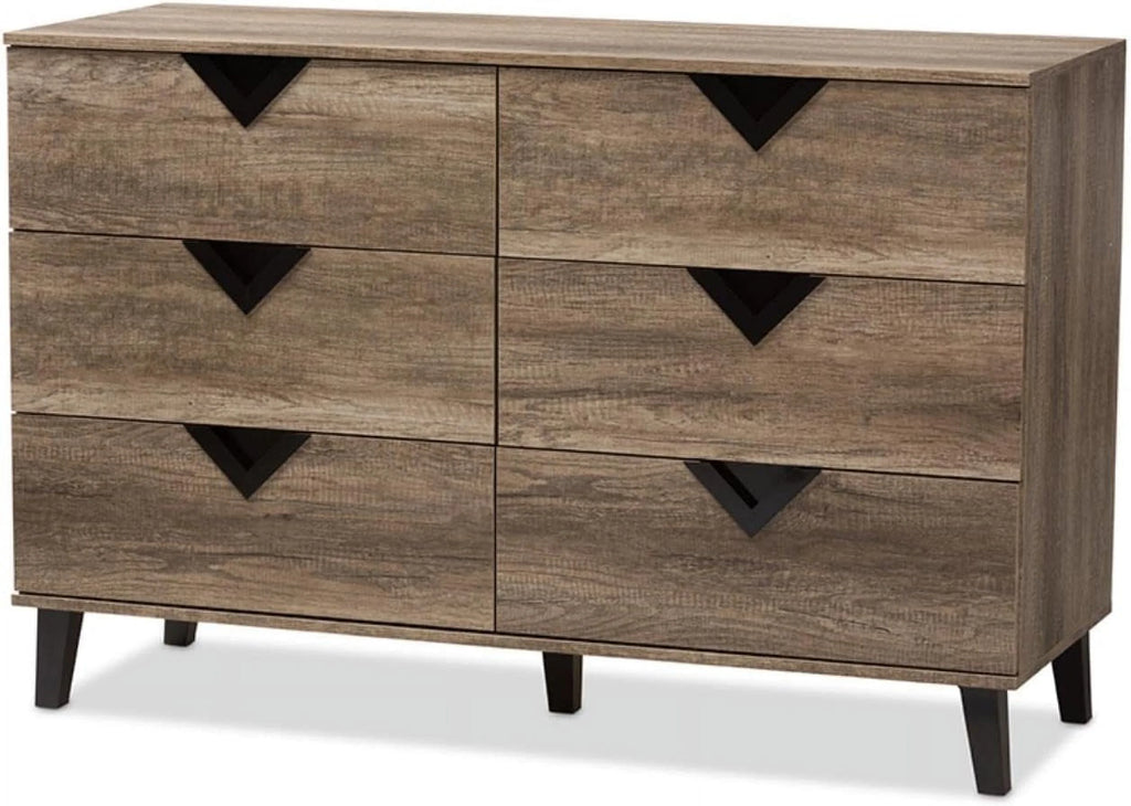 Light Brown Wood 6-Drawer Chest T7289