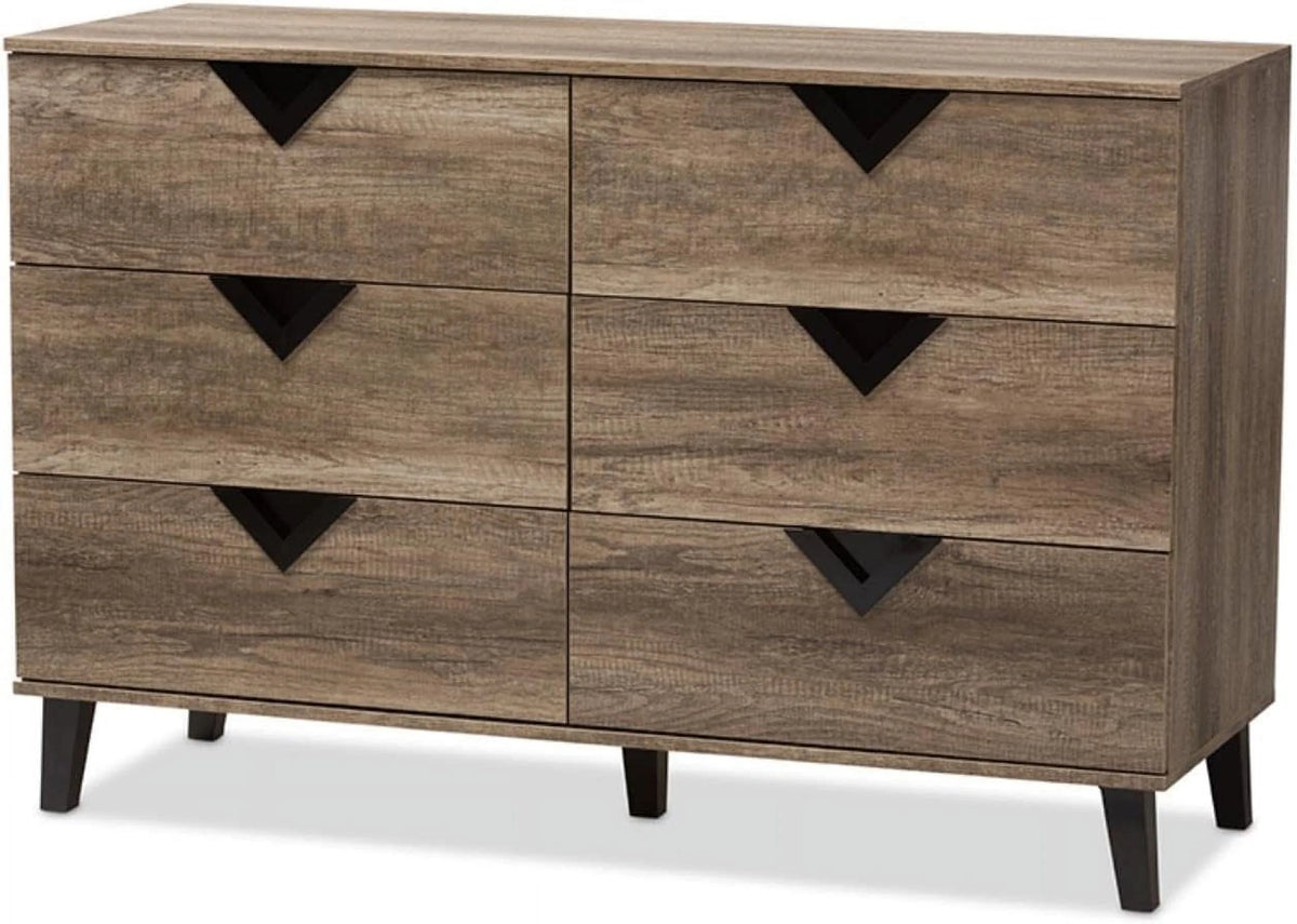 Light Brown Wood 6-Drawer Chest T7289