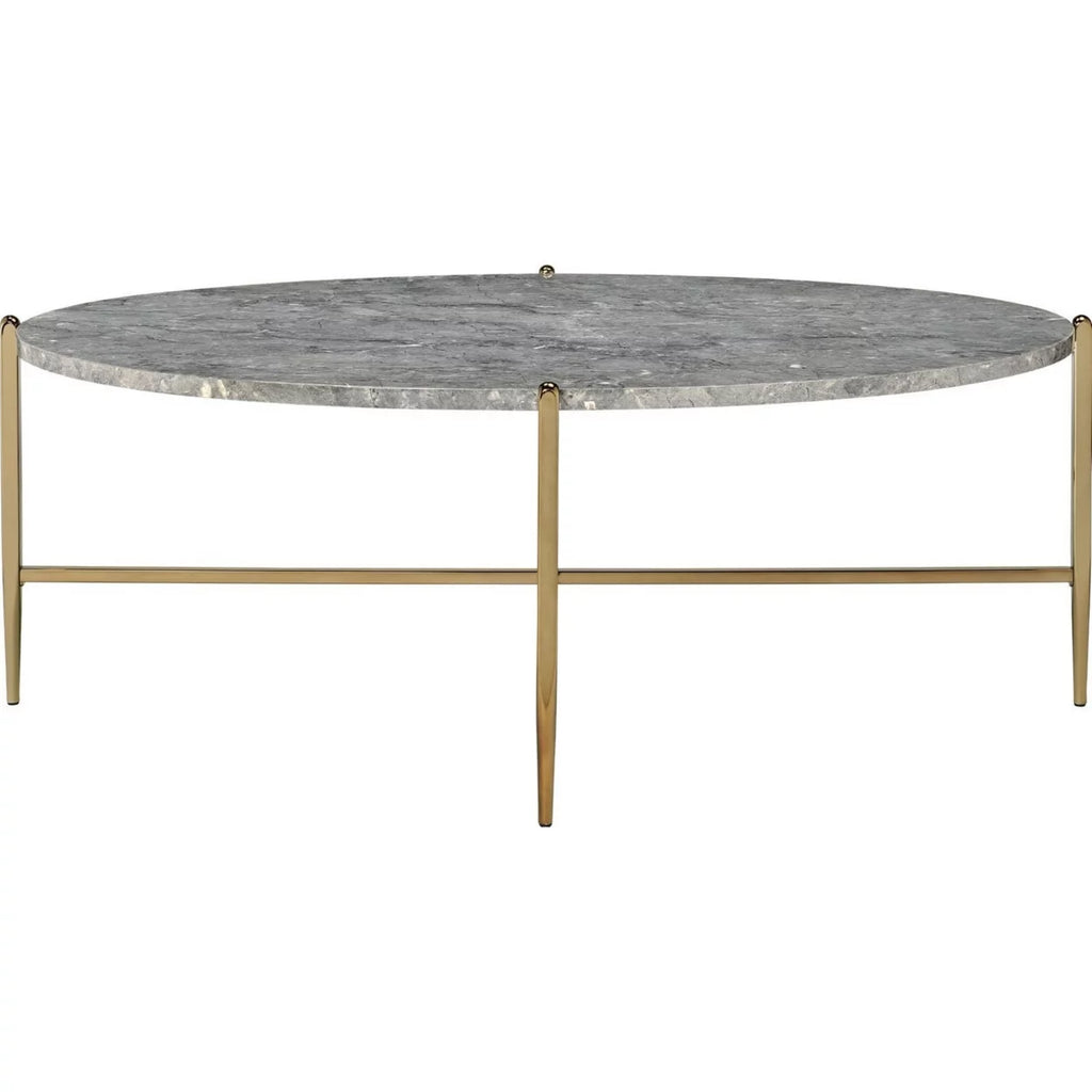 Gray and Gold Oval Marble Top Coffee Table M814818